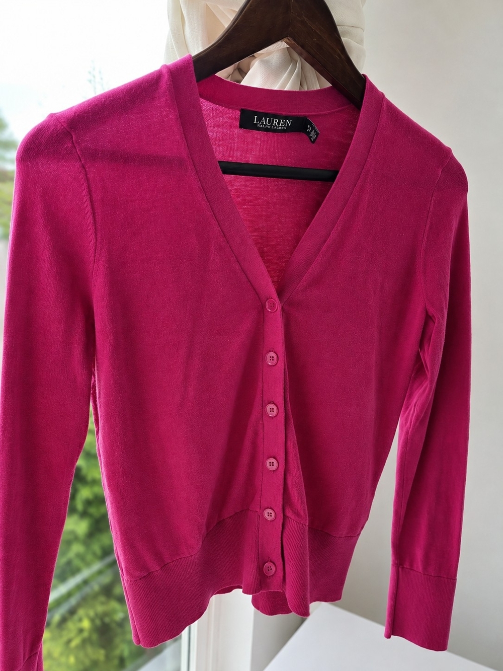 Ralph Lauren Fuchsia V-Neck Lightweight Sweater - Picture 3 of 5